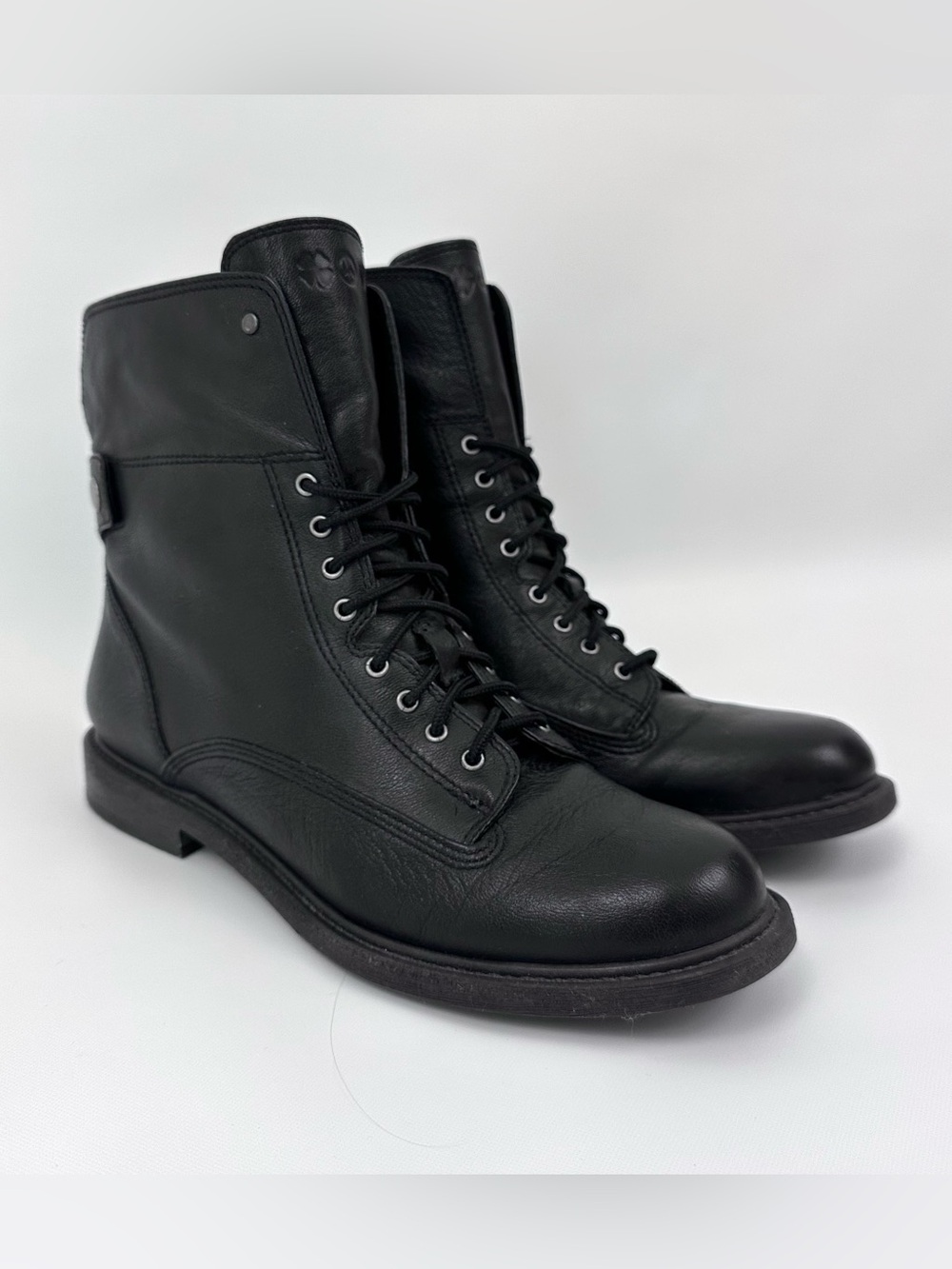 Lucky Brand Blake Women’s 9M Black Leather Lace Up Moto Combat Boots LK-BLAKE